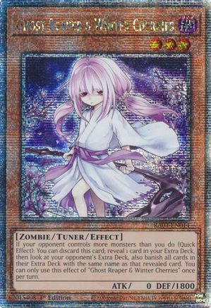 Image of Ghost Reaper & Winter Cherries (Alternate Art) (Quarter Century Secret Rare) [RA03-EN014] Quarter Century Secret Rare