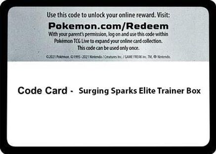 Image of Code Card - Surging Spark Elite Trainer Box  SV08 Surging Sparks - Code Card