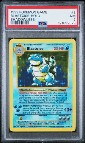 Blastoise (Base Set Shadowless Unlimited) 2/102 PSA 7