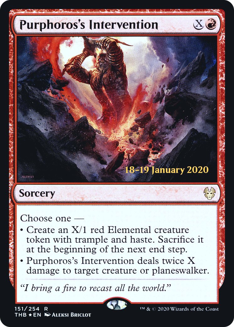 Image of Purphoros's Intervention [Theros Beyond Death Prerelease Promos]