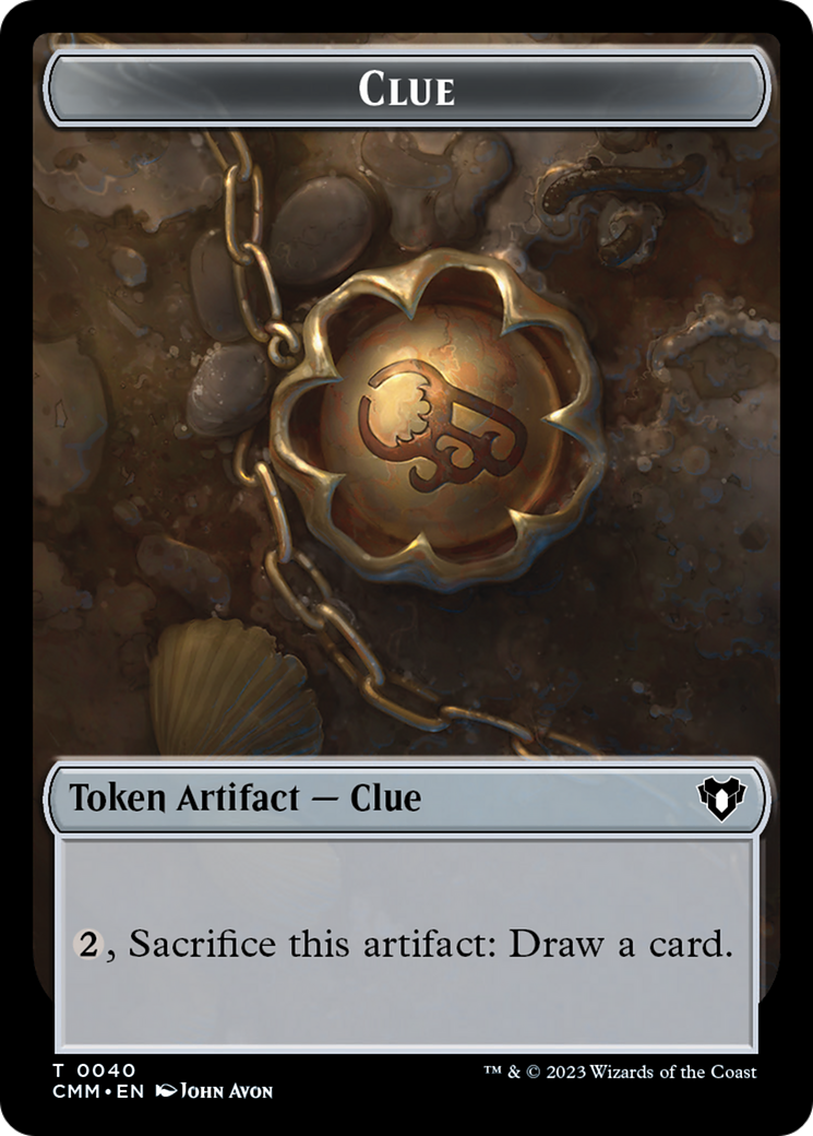 Image of Clue // Ob Nixilis of the Black Oath Emblem Double-Sided Token [Commander Masters Tokens]
