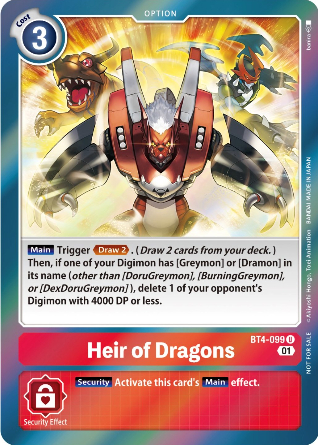 Image of Heir of Dragons [BT4-099] (ST-11 Special Entry Pack) [Great Legend Promos]