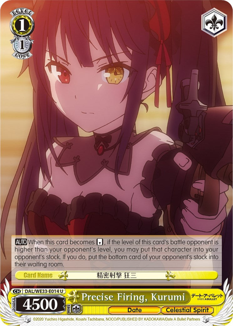Image of Precise Firing, Kurumi (DAL/WE33-E014 U) (Parallel Foil) [Date A Bullet]