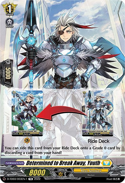 Image of Determined to Break Away, Youth (Tutorial Card) (D-TD03/003EN-T) [Raika Koshiba -Skyfall Executors-]