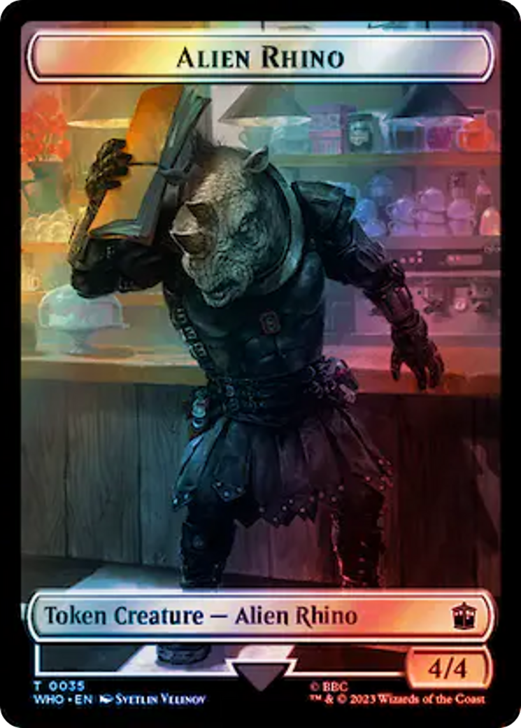 Image of Alien Rhino // Food (0058) Double-Sided Token (Surge Foil) [Doctor Who Tokens]