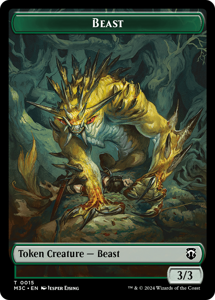 Image of Beast (0015) (Ripple Foil) // Insect (0025) Double-Sided Token [Modern Horizons 3 Commander Tokens]