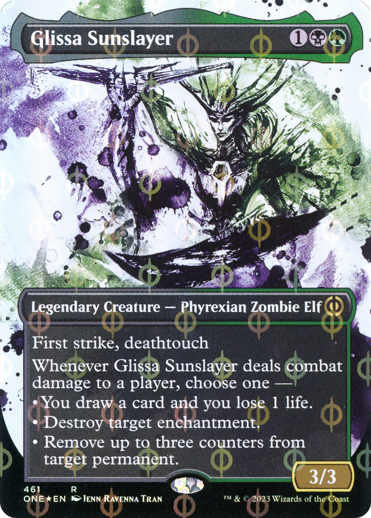 Image of Glissa Sunslayer (Borderless Ichor Step-and-Compleat Foil) [Phyrexia: All Will Be One]