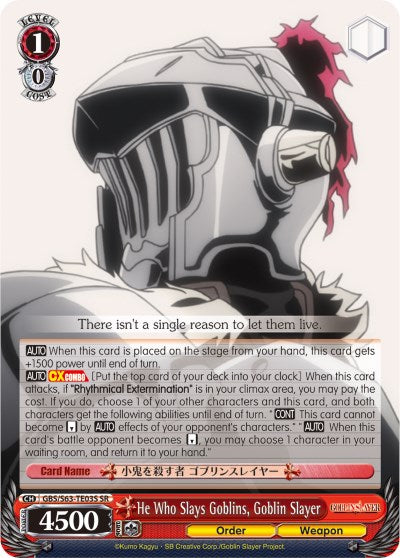 Image of He Who Slays Goblins, Goblin Slayer (GBS/S63-TE03S SR) [Goblin Slayer]
