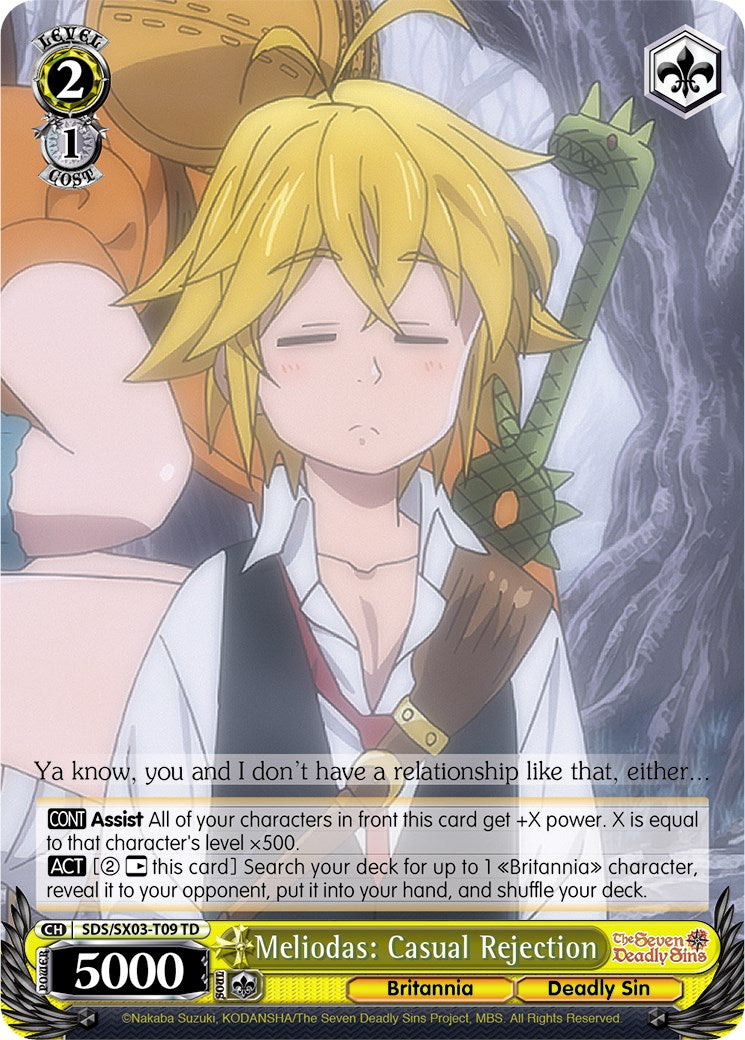 Image of Meliodas: Casual Rejection (SDS/SX03-T09 TD) [The Seven Deadly Sins]