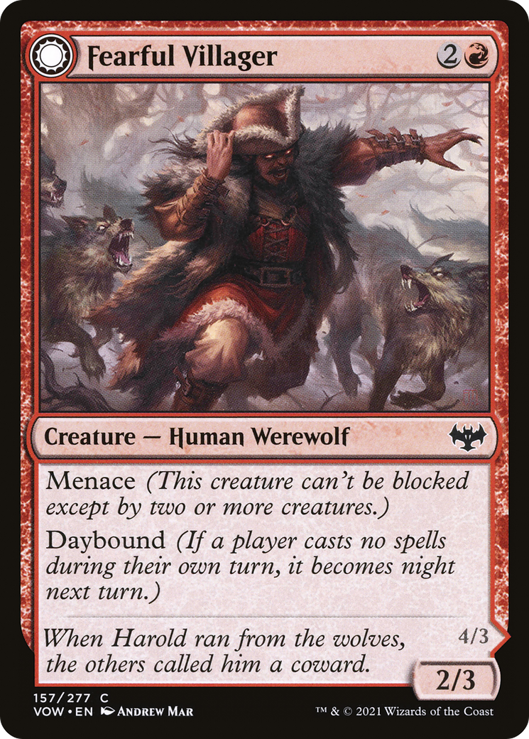Image of Fearful Villager // Fearsome Werewolf [Innistrad: Crimson Vow]