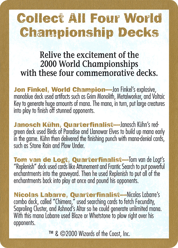 Image of 2000 World Championships Ad [World Championship Decks 2000]
