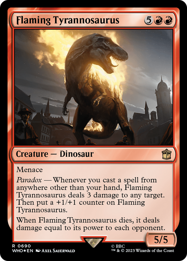 Image of Flaming Tyrannosaurus (Surge Foil) [Doctor Who]
