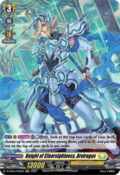 Image of Knight of Clearsightness, Arviragus (D-BT05/H36EN) [Triumphant Return of the Brave Heroes]