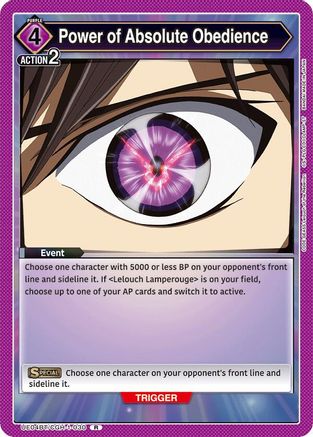 Image of Power of Absolute Obedience (UE04BT/CGH-1-030) - UE04BT Code Geass Lelouch of the Rebellion Foil