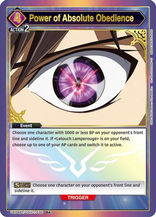 Image of Power of Absolute Obedience (R*) (UE04BT/CGH-1-030) - UE04BT Code Geass Lelouch of the Rebellion Foil