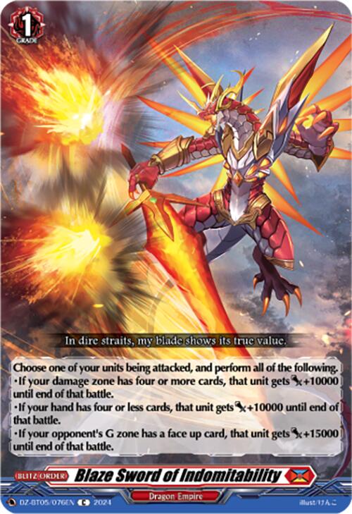 Image of Blaze Sword of Indomitability (DZ-BT05/076EN) [Omniscient Awakening]