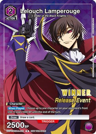 Image of Lelouch Lamperouge (Release Event Winner) (UEPR/CGH-1-016) - UE04BT Code Geass Lelouch of the Rebellion Release Event Cards Foil
