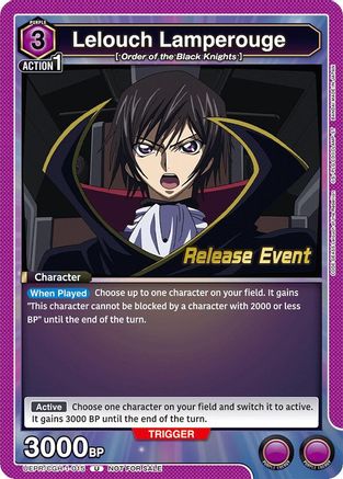 Image of Lelouch Lamperouge (015) (UEPR/CGH-1-015) - UE04BT Code Geass Lelouch of the Rebellion Release Event Cards