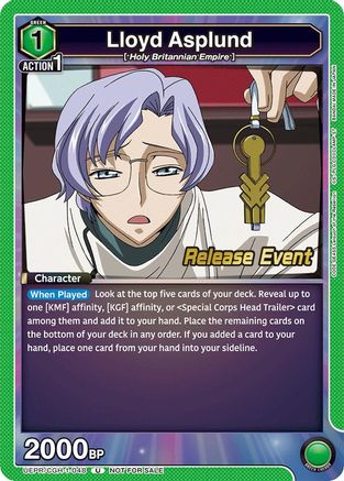 Image of Lloyd Asplund (UEPR/CGH-1-048) - UE04BT Code Geass Lelouch of the Rebellion Release Event Cards
