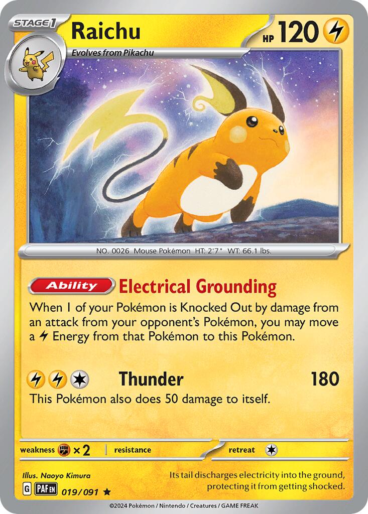 Image of Raichu (019/091) (Theme Deck Exclusive) [Scarlet & Violet: Paldean Fates]