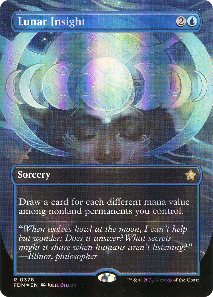 Image of Lunar Insight (Borderless) (Mana Foil) [Foundations]