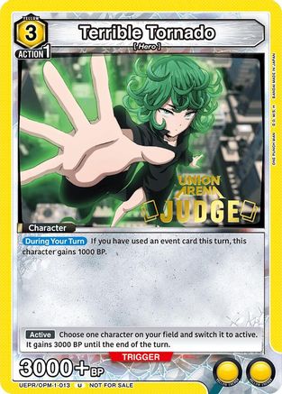 Image of Terrible Tornado (Judge Pack) (UEPR/OPM-1-013) - Union Arena Promotion Cards Foil