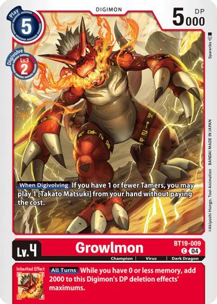 Image of Growlmon [BT19-009] [Release Special Booster Ver.2.5]