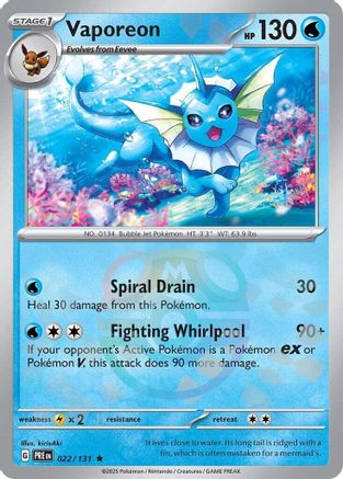 Image of Vaporeon (022/131) (Master Ball Pattern) [Scarlet & Violet: Prismatic Evolutions]