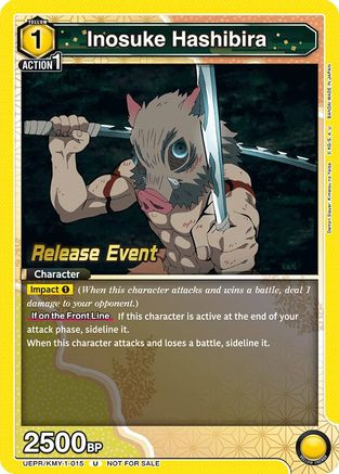 Image of Inosuke Hashibira (015) (UEPR/KMY-1-015) - UE05BT Demon Slayer Kimetsu no Yaiba Release Event Cards