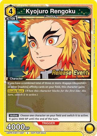 Image of Kyojuro Rengoku (027) (UEPR/KMY-1-027) - UE05BT Demon Slayer Kimetsu no Yaiba Release Event Cards