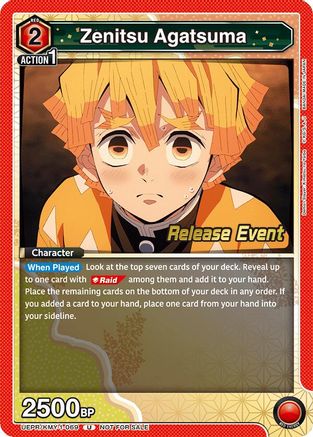 Image of Zenitsu Agatsuma (069) (UEPR/KMY-1-069) - UE05BT Demon Slayer Kimetsu no Yaiba Release Event Cards