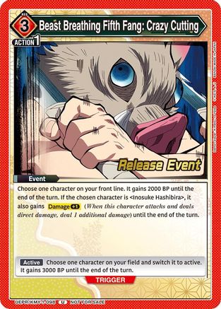 Image of Beast Breathing Fifth Fang: Crazy Cutting (UEPR/KMY-1-098) - UE05BT Demon Slayer Kimetsu no Yaiba Release Event Cards