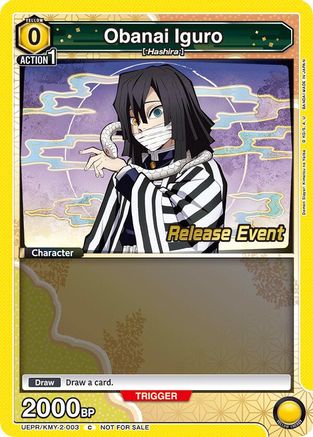 Image of Obanai Iguro (003) (UEPR/KMY-2-003) - UE05BT Demon Slayer Kimetsu no Yaiba Release Event Cards