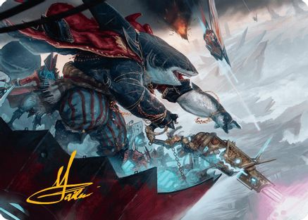 Image of Captain Howler, Sea Scourge Art Card (16/54) (Gold-Stamped Signature) [Aetherdrift Art Series]