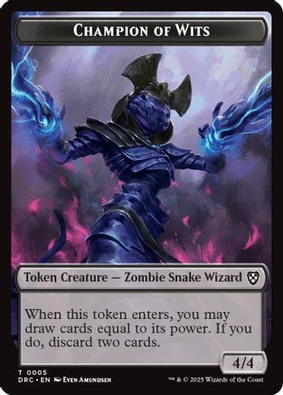 Image of Champion of Wits // Zombie (0003) Double-Sided Token [Aetherdrift Commander Tokens]