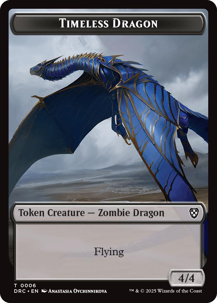 Image of Timeless Dragon // Zombie (0003) Double-Sided Token [Aetherdrift Commander Tokens]