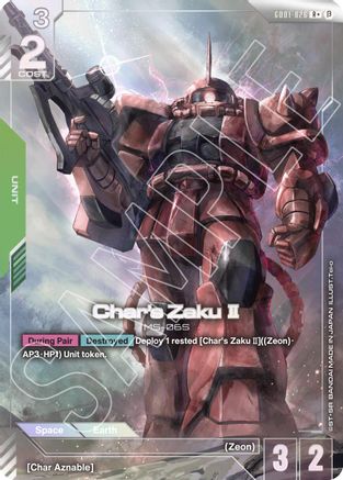 Image of Char's Zaku II (R+) (GD01-026) - Edition Beta Holofoil