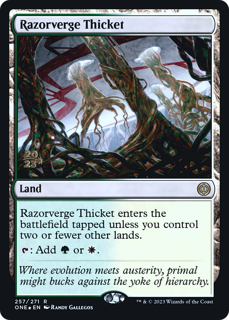Image of Razorverge Thicket [Phyrexia: All Will Be One Prerelease Promos]