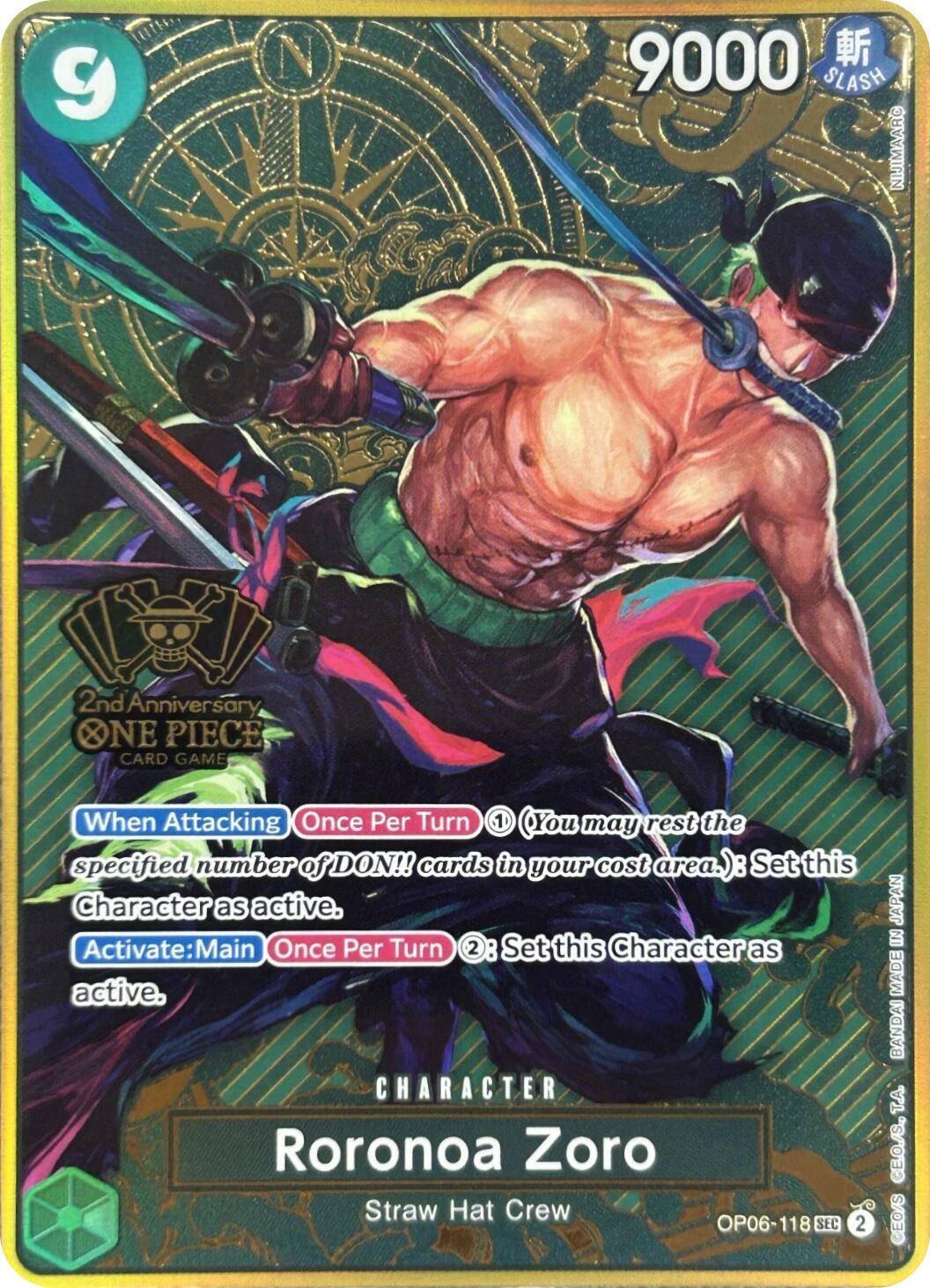 Image of Roronoa Zoro (Japanese Version 2nd Anniversary Set) [One Piece Promotion Cards]