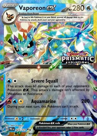 Image of Vaporeon ex (023/131) (Prismatic Evolutions Stamp) [Scarlet & Violet: Prismatic Evolutions]
