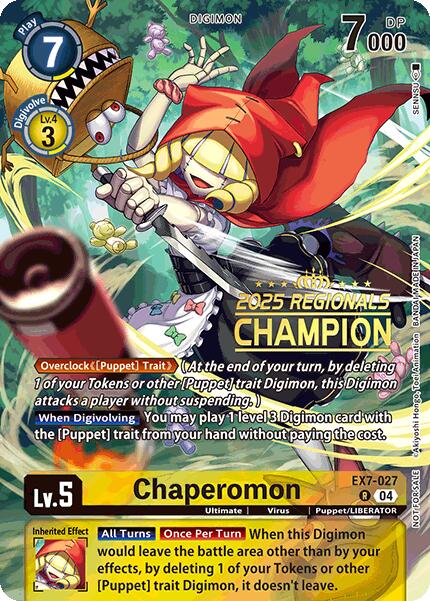 Image of Chaperomon [EX7-027] (2025 Regionals Champion) [Digimon LIBERATOR Promos]