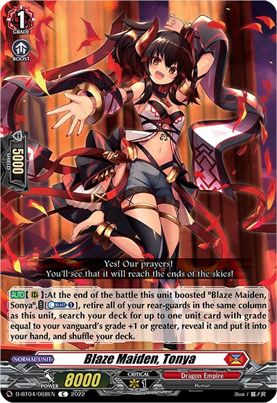 Image of Blaze Maiden, Tonya (D-BT04/068EN) [Awakening of Chakrabarthi]