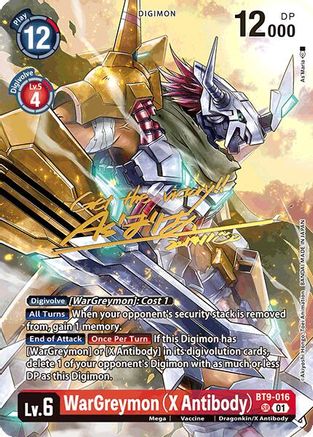 Image of WarGreymon (X Antibody) [BT9-016] (Signed) [World Convergence]