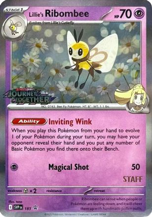 Image of Lillie's Ribombee (183) (Prerelease Staff) [Scarlet & Violet: Black Star Promos]