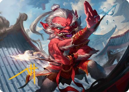 Image of Devoted Duelist Art Card (15/54) (Gold-Stamped Signature) [Tarkir: Dragonstorm Art Series]