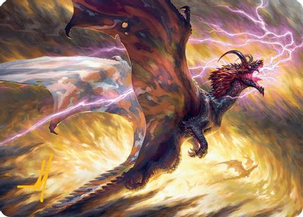 Image of Stormscale Scion Art Card (17/54) (Gold-Stamped Signature) [Tarkir: Dragonstorm Art Series]
