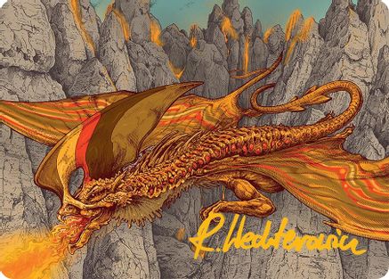 Image of Magmatic Hellkite Art Card (34/54) (Gold-Stamped Signature) [Tarkir: Dragonstorm Art Series]