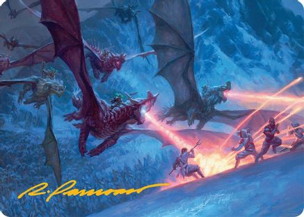 Image of Dragonback Assault Art Card (22/54) (Gold-Stamped Signature) [Tarkir: Dragonstorm Art Series]