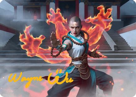 Image of Flamehold Grappler Art Card (24/54) (Gold-Stamped Signature) [Tarkir: Dragonstorm Art Series]
