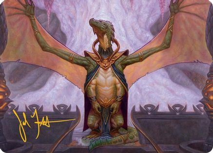 Image of Kheru Goldkeeper Art Card (36/54) (Gold-Stamped Signature) [Tarkir: Dragonstorm Art Series]